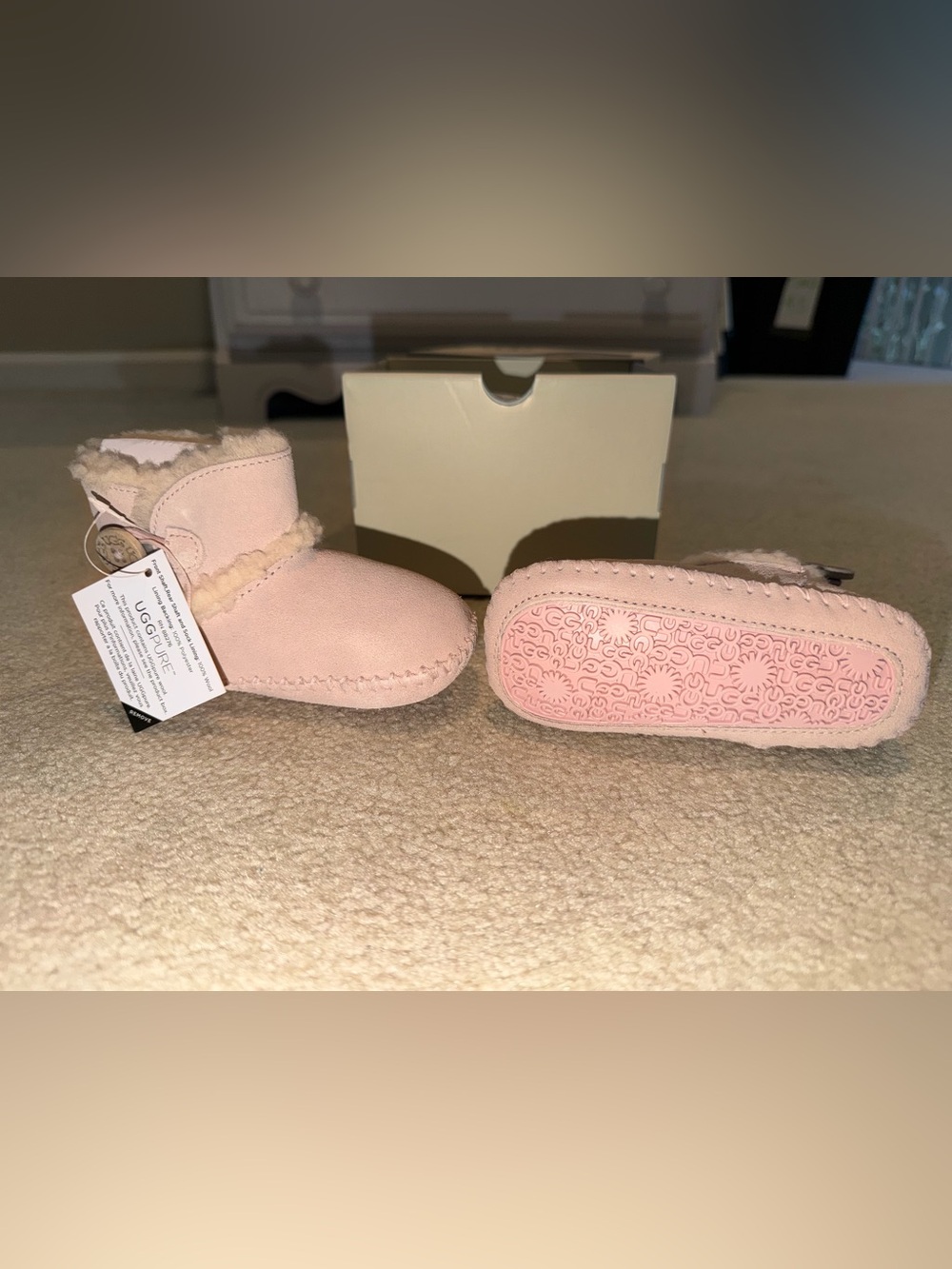UGG Baby Pink Faux-Shearling Booties